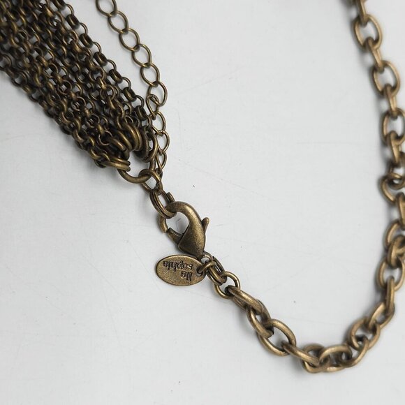 Lia Sophia Blushing Multi-Strand Antique Gold Chain Necklace With Pink Crystal - Picture 6 of 7